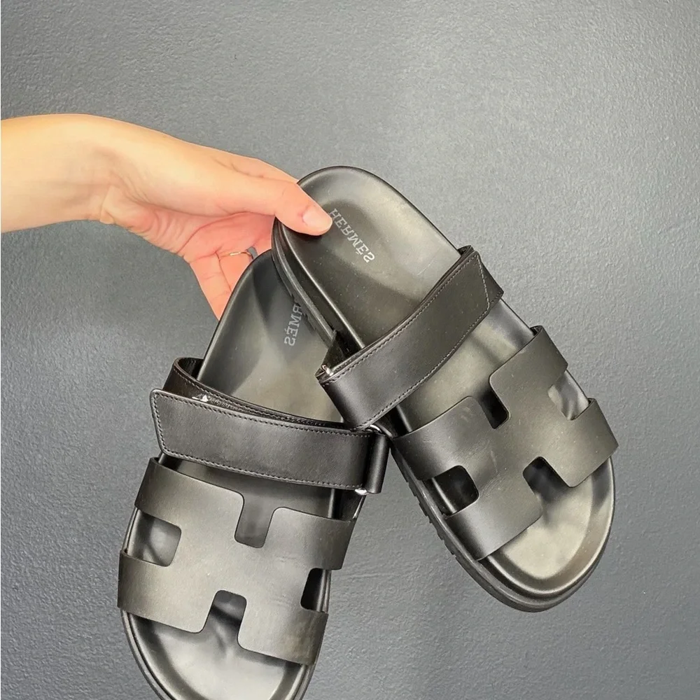 Hermes Black Slide Sandals - Picture 2 of 3